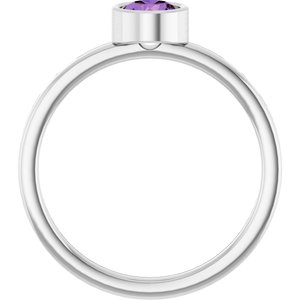 14K White Gold 5 mm Natural Amethyst Ring