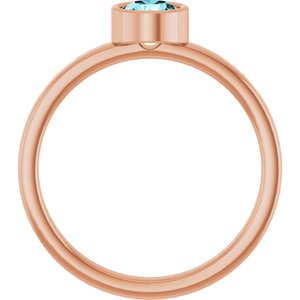 14K Rose Gold 5 mm Natural Blue Zircon Ring