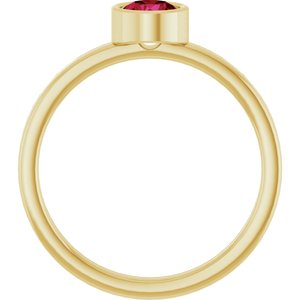 14K Yellow Gold 5 mm Lab-Grown Ruby Ring