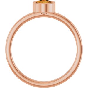 14K Rose Gold 5 mm Natural Citrine Ring