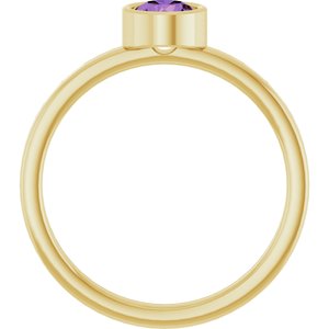 14K Yellow Gold 5 mm Natural Amethyst Ring