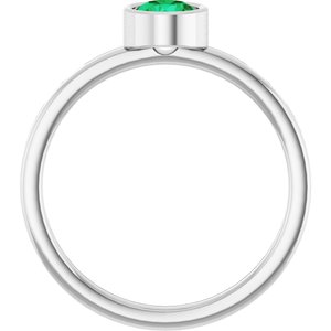 Platinum 5 mm Lab-Grown Emerald Ring