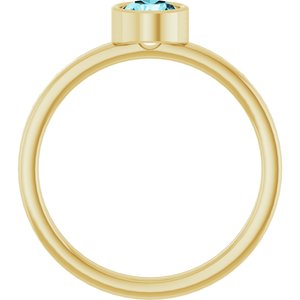 14K Yellow Gold 5 mm Natural Blue Zircon Ring
