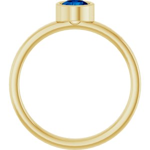 14K Yellow Gold 5 mm Lab-Grown Blue Sapphire Ring