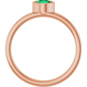 14K Rose Gold 5 mm Natural Emerald Ring