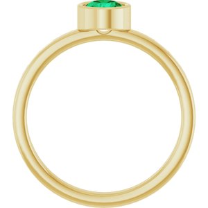 14K Yellow Gold 5 mm Lab-Grown Emerald Ring