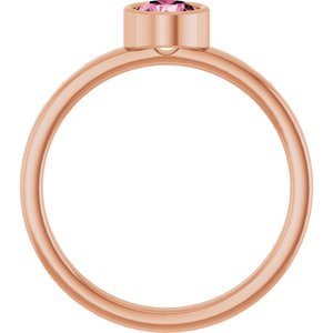 14K Rose Gold 5 mm Natural Pink Tourmaline Ring