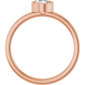 14K Rose Gold 5 mm Natural White Sapphire Ring