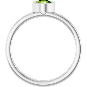 Platinum 5 mm Natural Peridot Ring