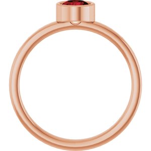 14K Rose Gold 5 mm Natural Mozambique Garnet Ring