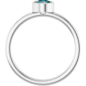 14K White Gold 5 mm Lab-Grown Alexandrite Ring