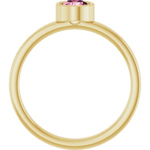 14K Yellow Gold 5 mm Natural Pink Tourmaline Ring