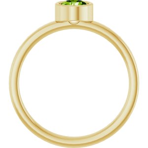 14K Yellow Gold 5 mm Natural Peridot Ring