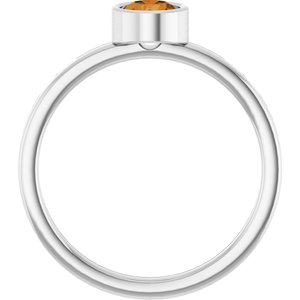 Rhodium-Plated Sterling Silver 5 mm Imitation Citrine Ring