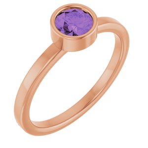 14K Rose Gold 5 mm Natural Amethyst Ring