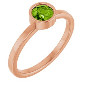 14K Rose Gold 5 mm Natural Peridot Ring