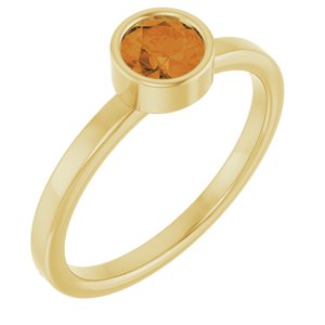 14K Yellow Gold 5 mm Natural Citrine Ring