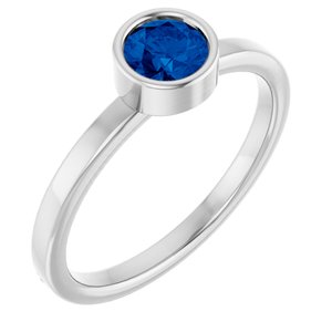 Platinum 5 mm Natural Blue Sapphire Ring