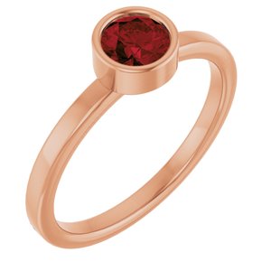14K Rose Gold 5 mm Natural Mozambique Garnet Ring