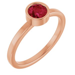 14K Rose Gold 5 mm Lab-Grown Ruby Ring