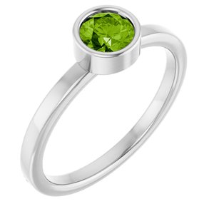 Platinum 5 mm Natural Peridot Ring