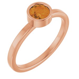 14K Rose Gold 5 mm Natural Citrine Ring