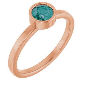 14K Rose Gold 5 mm Lab-Grown Alexandrite Ring