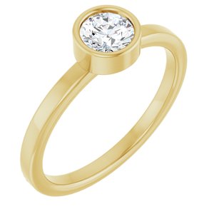 14K Yellow Gold 5 mm Natural White Sapphire Ring