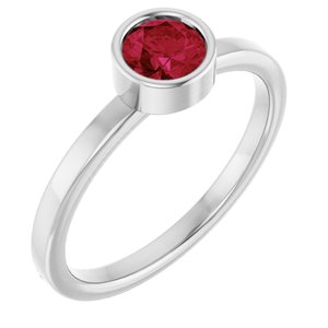 Platinum 5 mm Lab-Grown Ruby Ring