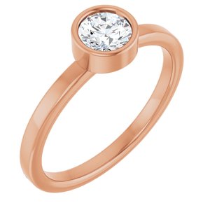 14K Rose Gold 5 mm Natural White Sapphire Ring