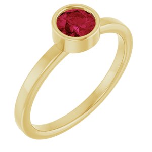 14K Yellow Gold 5 mm Lab-Grown Ruby Ring