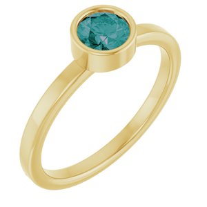 14K Yellow Gold 5 mm Lab-Grown Alexandrite Ring