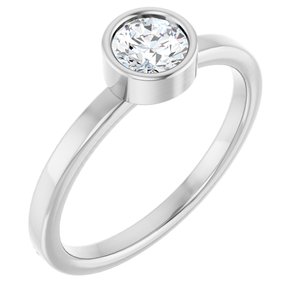14K White Gold 5 mm Natural White Sapphire Ring