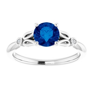 Platinum Lab-Grown Blue Sapphire & .02 CTW Natural Diamond Ring