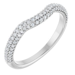 14K White 1/4 CTW Natural Diamond Pavé-Style Contour Band