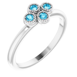 Sterling Silver Natural Aquamarine Cluster Ring