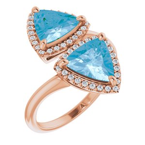 14K Rose Gold Natural Swiss Blue Topaz & 1/5 CTW Natural Diamond Ring