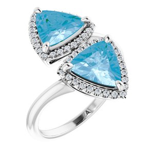 14K White Gold Natural Swiss Blue Topaz & 1/5 CTW Natural Diamond Ring