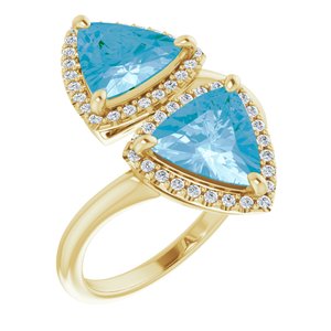 14K Yellow Gold Natural Swiss Blue Topaz & 1/5 CTW Natural Diamond Ring