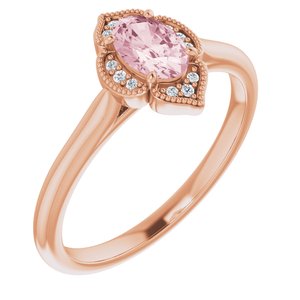 14K Rose Gold Natural Pink Morganite & .03 CTW Natural Diamond Ring
