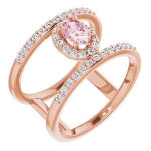14K Rose Gold Natural Pink Morganite & 1/3 CTW Natural Diamond Ring