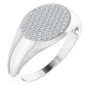 Sterling Silver 1/3 CTW Natural Diamond Signet Ring