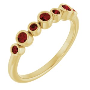 14K Yellow Gold Natural Mozambique Garnet Bezel-Set Ring