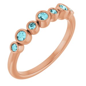 14K Rose Gold Natural Blue Zircon Bezel-Set Ring