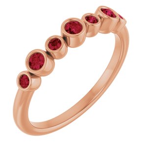 14K Rose Gold Natural Ruby Bezel-Set Ring