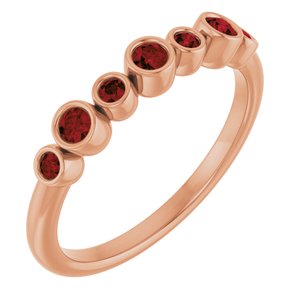 14K Rose Gold Natural Mozambique Garnet Bezel-Set Ring