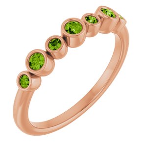 14K Rose Gold Natural Peridot Bezel-Set Ring