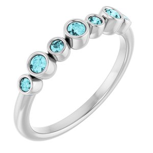 Platinum Natural Blue Zircon Bezel-Set Ring
