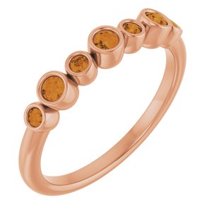14K Rose Gold Natural Citrine Bezel-Set Ring