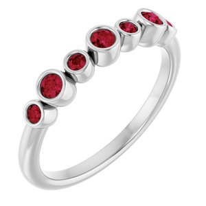 Platinum Lab-Grown Ruby Bezel-Set Ring